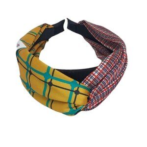 Nordstrom Gold Plaid Knotted Headband